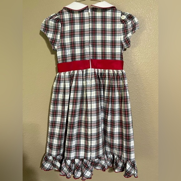Bonnie Jean Red, Green & White Holiday Dress with Peter Pan Collar Girls 6X - Picture 6 of 8